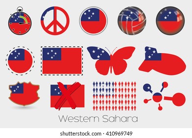 Many Different styles of flag for Western Samoa
