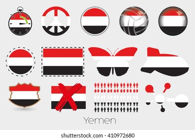 Many Different styles of flag for Yemen
