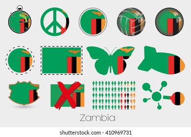 Many Different styles of flag for Zambia