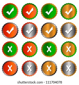 Many different types of buttons yes and no