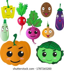 many different vegetables for children's book covers or sticker set.
