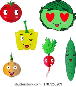 many different vegetables for children's book covers or sticker set.
