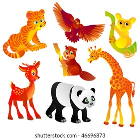 Many different wild animals, Vector illustration