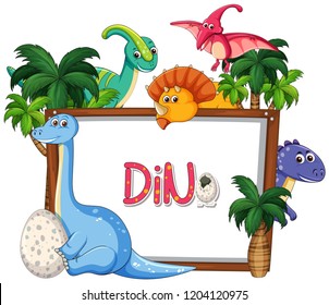 Many Dinosaur Frame Template Illustration