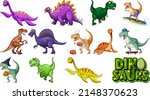 Many dinosaurs on white background illustration