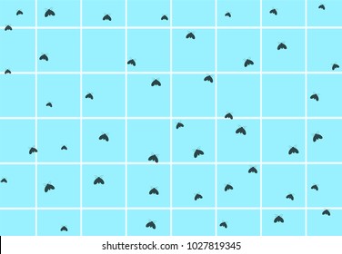 Many drain fly on dirty bathroom wall, vector art