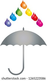 Many drops of paint and umbrella