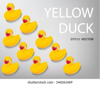 many duck isolated on white background. Vector illustration.