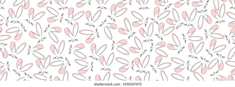 Many Easter bunnies, white background. 