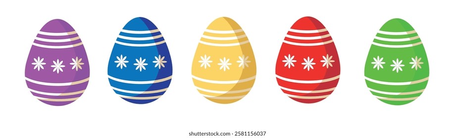 many easter eggs in many colors illustration set