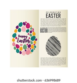 Many Eggs forming a shape of an Egg for Easter on a Light Yellow Color Background on a Poster