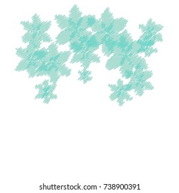 Many Embroidered Blue Flowers Located on the Top of the Image on White Background