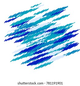 Many Embroidered Blue Hexagons of Different Color Tone on White Background