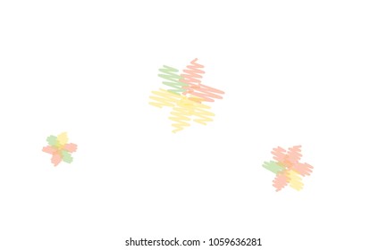 Many Embroidered Blue, Pink, Yellow and Blue Flowers of Different Size on White Background