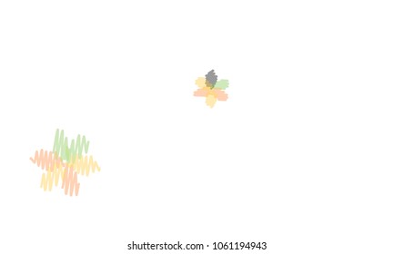 Many Embroidered Blue, Pink, Yellow and Blue Flowers of Different Size on White Background