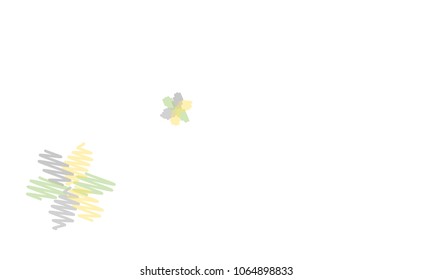 Many Embroidered Blue, Pink, Yellow and Green Flowers of Different Size on White Background