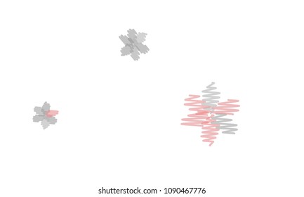 Many Embroidered Blue, Pink, Yellow and Blue Flowers of Different Size on White Background