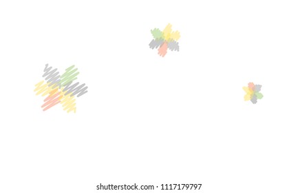 Many Embroidered Blue, Pink, Yellow and Green Flowers of Different Size on White Background