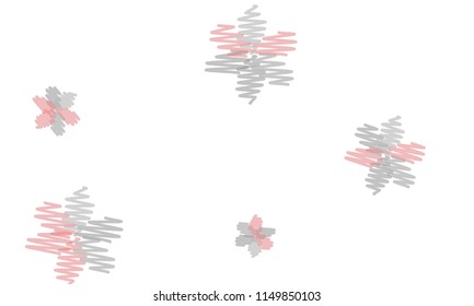 Many Embroidered Blue, Pink, Yellow and Blue Flowers of Different Size on White Background
