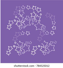 Many Embroidered Blue Stars with White Border on Blue Background