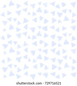 Many Embroidered Blue Triangles of Different Size on White Background