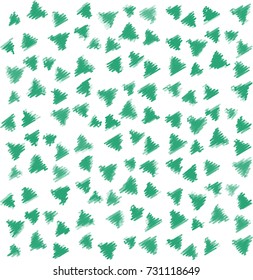 Many Embroidered Green Triangles of Different Shape on White Background