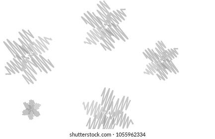 Many Embroidered Grey Flowers of Different Size on White Background