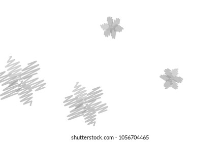 Many Embroidered Grey Flowers of Different Size on White Background