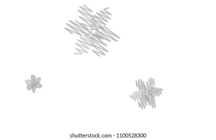 Many Embroidered Grey Flowers of Different Size on White Background