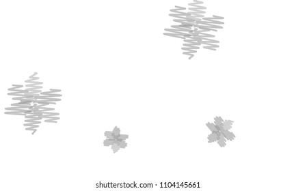 Many Embroidered Grey Flowers of Different Size on White Background