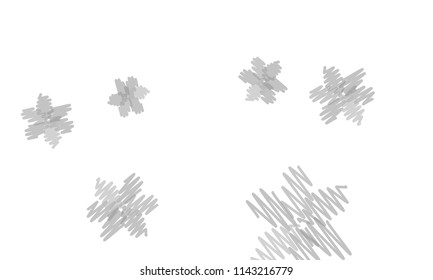 Many Embroidered Grey Flowers of Different Size on White Background
