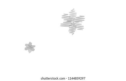 Many Embroidered Grey Flowers of Different Size on White Background