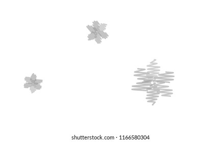 Many Embroidered Grey Flowers of Different Size on White Background
