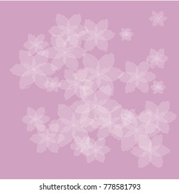 Many Embroidered White Flowers of Different Size on Violet Background