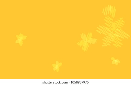 Many Embroidered Yellow Flowers of Different Size on Yellow Background