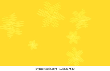 Many Embroidered Yellow Flowers of Different Size on Yellow Background