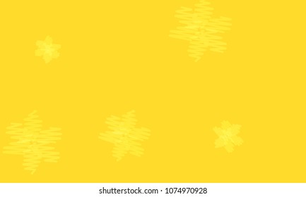 Many Embroidered Yellow Flowers of Different Size on Yellow Background