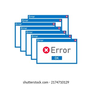 Many error messages. Computer interface. Alert message. Vector illustration. stock image. 