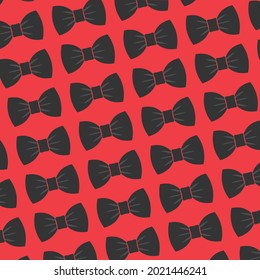 Many evening bow tie on the neck with folds on a red background