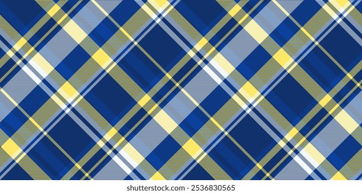 Many fabric plaid texture, harmony seamless background textile. Diwali vector tartan pattern check in blue and yellow colors palette.