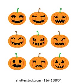 Many Faces Of Halloween Jack O' Lantern With The Lights Off