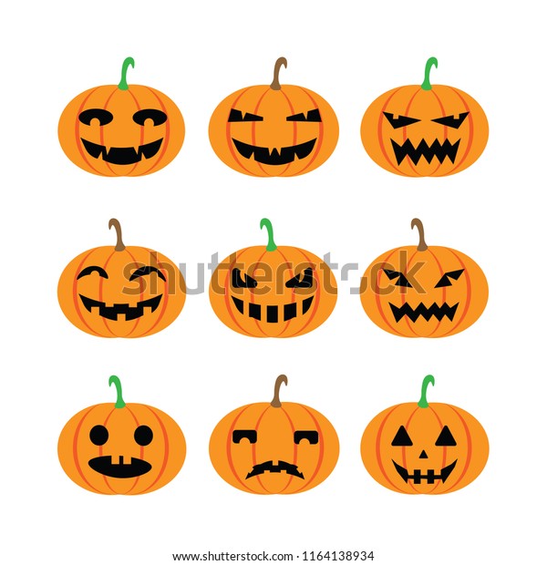 Many Faces Halloween Jack O Lantern Stock Vector (Royalty Free ...