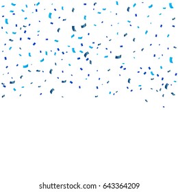 Many Falling Blue Confetti Isolated On White Background. Vector