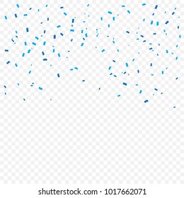 Many Falling Blue Tiny Confetti For  Celebration Event And Party Background. Vector