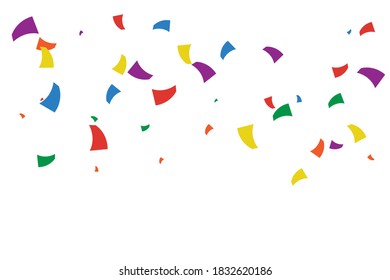 Many falling colorful confetti isolated on white background. Celebration banner. lgbt color concept design. Vector