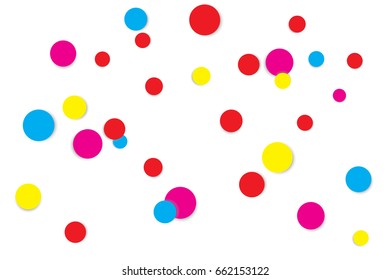 Many Falling Colorful Confetti On White Background. Vector