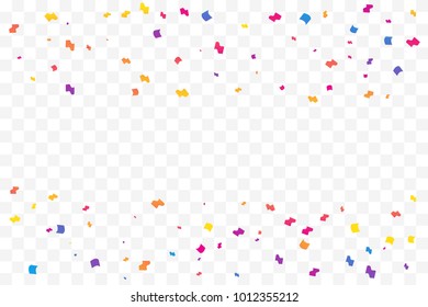 Many Falling Colorful Tiny Confetti Isolated On Transparent Background. Vector