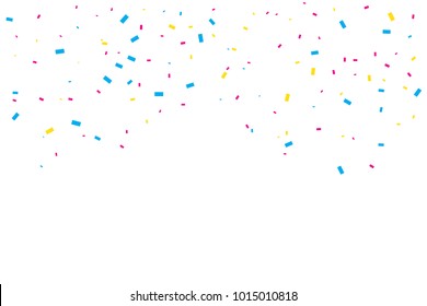 Muchos Pequeños Confettis Coloridos Se Aislaron De Fondo Blanco. Vector