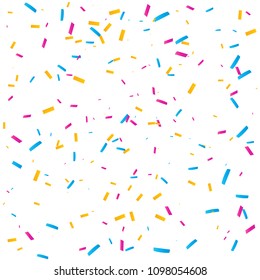 Many Falling Colorful Tiny Confetti Pattern Background. Vector