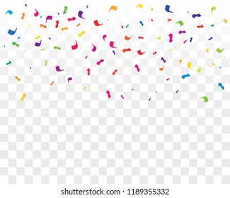 Many Falling Colorful Tiny Confetti Isolated On Transparent Background. Vector Many Falling Colorful Tiny Confetti Isolated On Transparent Background. Vector